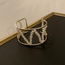 쿨 스타일 자연 특수 모양의 진주 와이드 팔찌 일본과 한국 모든 경기 금속 오픈 팔찌 틈새 팔찌