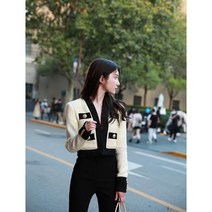 수입 봄 가을 트위드 숏 자켓 배색 런던플랏 재킷 하객룩 옷 강민경 기은세 ootd 백화점 10월 사이즈 9월 장원영 컨템포러리 상견례 세미 크롭 제니 결혼식