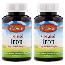 칼슨 랩 Carlson Labs Chelated Iron 킬레이트 철분 27mg 250정, 2개
