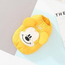 디즈니 강아지 옷 미키마우스 3D 패턴 의류 패션 야외 애완동물 자켓 고양이 티셔츠 소형 중형 개 프렌치 불독, XXL, 옐로우