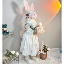 사람 크기 155cm 서있는 토끼 인형 모형 인테리어 소품 빵집 카페 꽃집 마스코트 홍보 장식, 홍당무+타이스커트+진주바구니+액세서리
