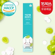 자일리톨 튼튼캔디 핀란드 천연 자이리톨 자일스톤 덴티캔디 아기 유아용 어린이 무설탕 맛있는 양치 충치예방 무설탕 무가당 캔디 사탕 스톤 간식 청포도 샤인머스켓 낱개포장 휴대용, 튼튼캔디 15박스