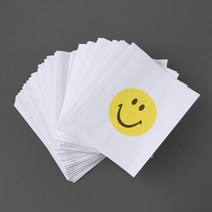 베이킹 선물 답례품 포장용 종이 봉투 스마일 로고 페이퍼백 90p세트(11x13cm), 화이트