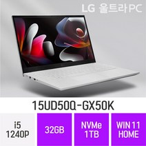 LG전자 2022 울트라PC 15UD50Q-GX50K - 15인치 가볍고 휴대하기 좋은 사무용 인강용 대학생 추천 노트북, Win11 Home, 32GB, 1TB