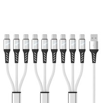 아이엠듀 멀티 3in1 USB to C타입 고속충전 케이블 LED 플렉시블, 3개, 화이트, 70cm