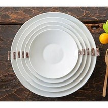 국산 단아 화이트 원형 접시 플레이트 샐러드 과일 앞접시 대형 도자기 그릇5size, 1호(19cm)