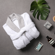 나다니엘 고급 호텔식 순면 프리미엄 샤워가운 샤워타월 목욕가운, 화이트, 1개