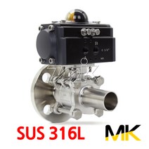MK 스텐 공압 볼밸브 3PC SUS316L 10K F*BW 싱글 (20732), 1개