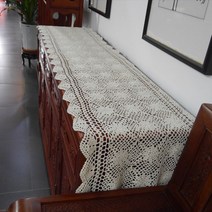 거실장 위에 까는것 손뜨개 레이스 테이블 보 커버 러너 식탁보, 40x80CM, 베이지
