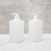 HDPE 사각 용기 500ml 젤 펌프 디스펜서 소독제 로션 샴푸 핸드워서 소분 리필 공병, 화이트(젤 펌프), 반투명 용기