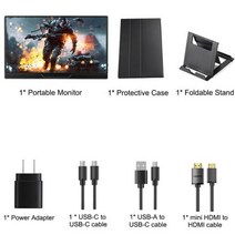 휴대용 모니터 15.6 인치 165Hz 2K 2560*1440 IPS HDR Freesync 듀얼 스피커게임 노트북 Xbox PS4/5 스위치 스마트 호환, With case stand_AU 플러그