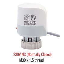 구동기 230V NO NC 전기 열 액추터 밸브 헤드 온도 조절기용 매니 폴드 언더 플로어 난방 라디터 정상, 09 A30 NC_02 230V NC