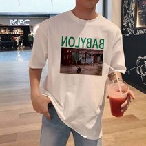 남자여름반팔티 와이드 루즈핏 5부 소매 의류 t셔츠 남성 트렌드 티셔츠 4586417729