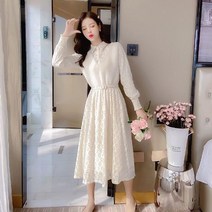 JINGHENG 가을옷 2022년 여성 레이스 긴팔 레귤러 코디 코트 원피스 이너 이너 이너 스커트 AFGAS1564123