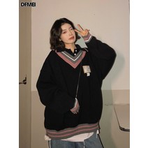 스웨터 여 추동 학원풍 부드럽고 나른한 디자인 느낌 패치 니트 코트