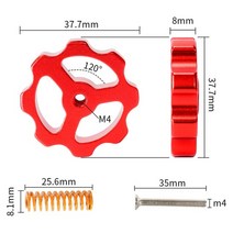 kingroon 4sets m3 m4 나사 너트 열 침대 레벨링 스프링 손잡이 부품 3d 프린터 인쇄 플랫폼 나사 교정 레벨링 모듈, 4세트, m4 레드 메탈