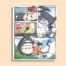 센과 치히로의 행방불명 토토로 마녀배달부 지브리 디지털 유화 DIY 컬러링 만화 애니메이션 핸드페인팅 일러스트 색칠 취미, D + 30X40