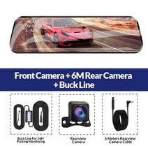acceo car dvr 10 inch touch screen video recorder auto registrar stream mirror support rear view cam, a20p-6m rcc-bl, 16g