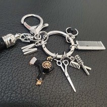 헤어 디자이너 미용실 선물 사은품 드레서 키링 열쇠 고리 미용 가위 드라이어 빗 가방 고리 걸이, 상세페이지 참조