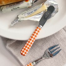 1300K 사브르 팝컬러 도트 체크 귀여운 커트러리, 컬러:핑크|타입:체크-티포크(16cm), 단품