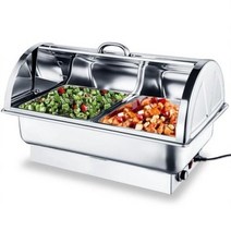 차핑디쉬 챠핑디쉬 푸드워머 뷔페 케이터링 업소용보온통 보온반찬통, 투명 커버형 한칸 (9리터)