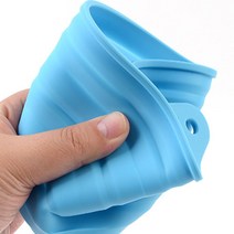 접이식 실리콘 깔대기 자바라 그립 주름 깔때기 대형, 색상, 블루
