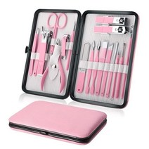 DLOETT Professional 18 PCS Manicure Set Kit Pedicure Scissor Tweezer Eyebrow Cutter Nail Clipper Sta, 1set_D