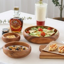 아카시아 원형 우드 볼 샐러드 요거트 그릇 5size, 중