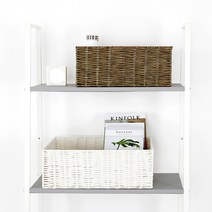 [KT알파쇼핑]라탄 패턴 사각 바스켓 (대+중)세트, 화이트