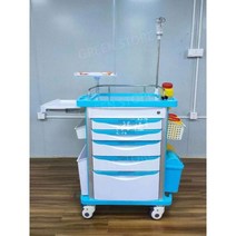 병원용 수납 수납카트 드레싱카트 트롤리 병원 카트 의료용 치과 웨건 응급처치 도구, 더블락구급차630대형서랍