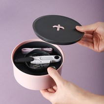 더시티오 3개묶음 바느질세트 휴대용 반짇고리함 원형, 핑크+카키+네이비