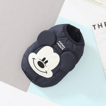 강아지패딩 닥스훈트 발열 진돗개 경량패딩 미키 마우스 d 인쇄 옷 겨울 따뜻한 애완 동물 코트 만화 코튼 조끼 중형 프랑스 불독 의류, L, 01 black