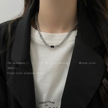 티타늄강 쿠바 목걸이 여 ins 트렌드 힙합 디자인 물빠짐 없는 쇄골 체인 하이 스트리트 액세서리 남