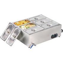 KUARBARR 2023 새로운 6팬 상업용 푸드 워머 뷔페 전기 스팀 테이블 1200W 스테인리스 스틸 베인 마리 46Qt 파티 케이터링 및 레스토랑용, 6-Pan 46Qt