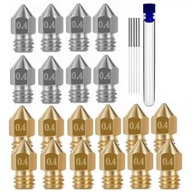 초정밀 NEW-25PCS 3D 프린터 노즐 경화 강철 및 황동 MK8 0.4MM CR-10/ Ender 3/5 용 청소 도구 키트, 01 GoldSilver