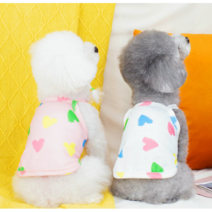 강아지 옷 실내복 프릴 나시 티셔츠 민소매티 애견의류, 03_하트하트_화이트