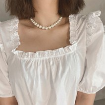 여자 고급스러운 무드의 굵은 진주 알 심플 목걸이