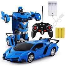 변신 조명 RC Cardeformation 로봇 원 키 원격 제어 특성 360 ° 회전 오토봇 USB 충전 장난감, B