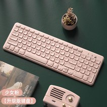 BOW Aviation 레트로 그린 무선 키보드 음소거 외부 애플 맥 노트북 데스크탑 컴퓨터 홈 오피스 전용 타이, 04 소녀 팬 [업그레이드 키보드] 컬렉션 → 키보드 필름 + 배터리 보내기, 01 공식 표준