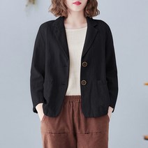 빅사이즈 여성 린넨 자켓 봄 여름 가을 긴팔 오버핏 여자 봄자켓 캐주얼 상의 linen jacket women JX0272