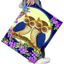 FASEN 액자 보석십자수 캔버스형 DIY 키트 40 x 50 cm, 1세트, FAN21.부엉이