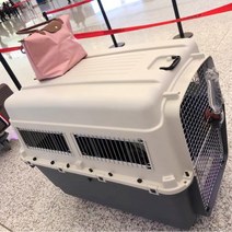 중대형 캐리어 애완동물 에어박스 개와 고양이 여행용 상자 항공운송 위탁상자 중대형견 수송용 고양이 케이지 휴대용 외출, 모두 진한 파란색, 6호 101*68*75CM(철망창)