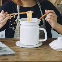 [목목]빈티지 일본 스타일 법랑 1인 혼식 라면 냄비 자취, 원형 - 214개 남음