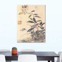 나봄갤러리 현재 심사정 - 백합당랑도 한국화 꽃그림 동양화 조선그림 백합그림, 5.캔버스 액자