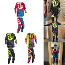 1 세트 플라이 피쉬 오토바이 저지 바지 콤보, JerseyXL Pant36, Red Green