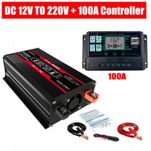 차량용 슈퍼 캐패시터 캐퍼시터 전압안정기 4000W 수정 사인파 인버터 12V 110V 220V 전압 변환기 듀얼 USB 포트 지능형 LCD 디스플레이 자동차 전원, 12 220v 100A controller