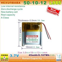 TWS 블루투스 이어버드 이어폰 501012 셀용 501010 폴리머 리튬 이온 배터리 L986 3.7V 45mAh 5 개, 3.7 볼트_L985