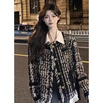 여성 가을 트위드 가디건 가 겨울 위한 유럽 직조 재킷 가벼운 럭셔리 패