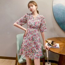 [바보사랑] 여자 플라워 봄 반팔 러블리 데이트룩 미니 원피스[옷자락]