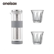ONEISALL 커피냉각주전자 커피포트 커피드립세트 핸드드립커피 장치 1개, 커피포트+컵 2개